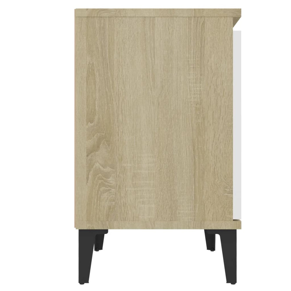 Nachtkastjes 2 st met metalen poten 40x30x50cm sonoma eiken wit MeubelReus