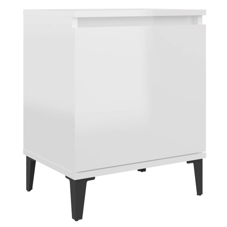 Nachtkastje met metalen poten 40x30x50 cm hoogglans wit MeubelReus