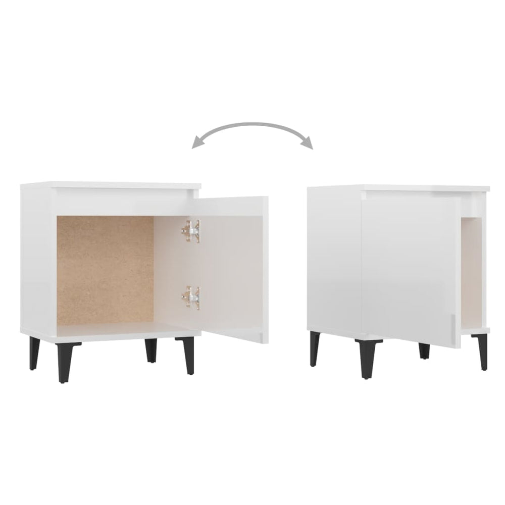 Nachtkastje met metalen poten 40x30x50 cm hoogglans wit MeubelReus