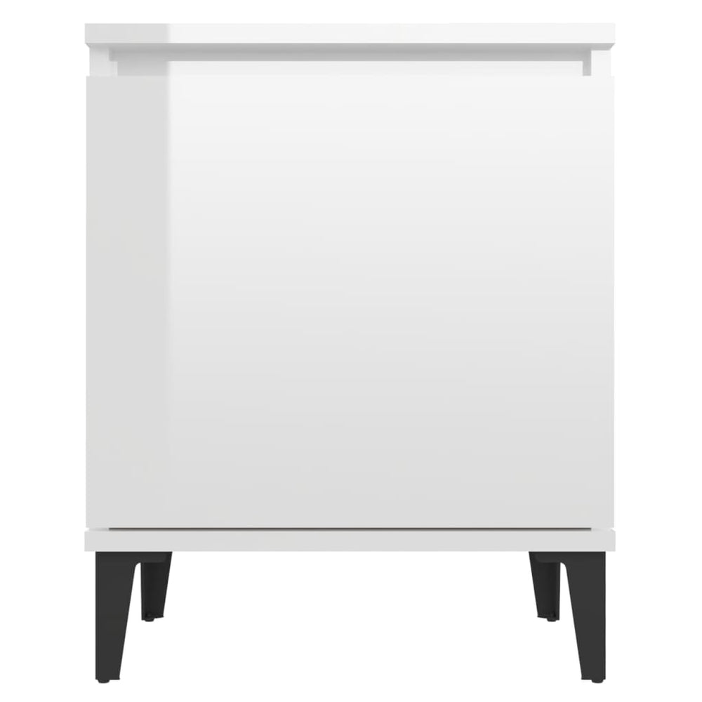 Nachtkastje met metalen poten 40x30x50 cm hoogglans wit MeubelReus
