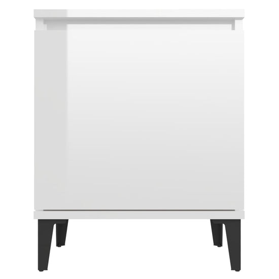 Nachtkastje met metalen poten 40x30x50 cm hoogglans wit MeubelReus