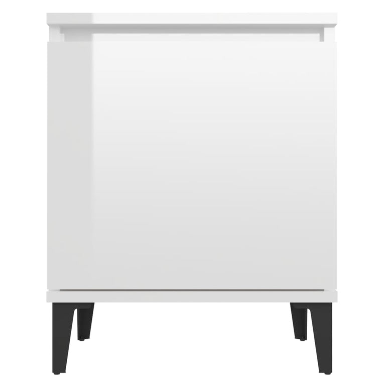 Nachtkastje met metalen poten 40x30x50 cm hoogglans wit MeubelReus