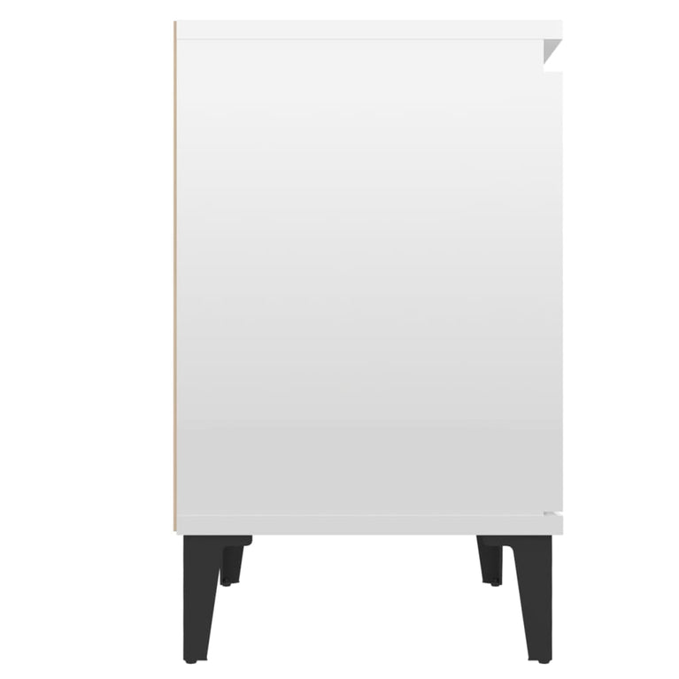 Nachtkastje met metalen poten 40x30x50 cm hoogglans wit MeubelReus