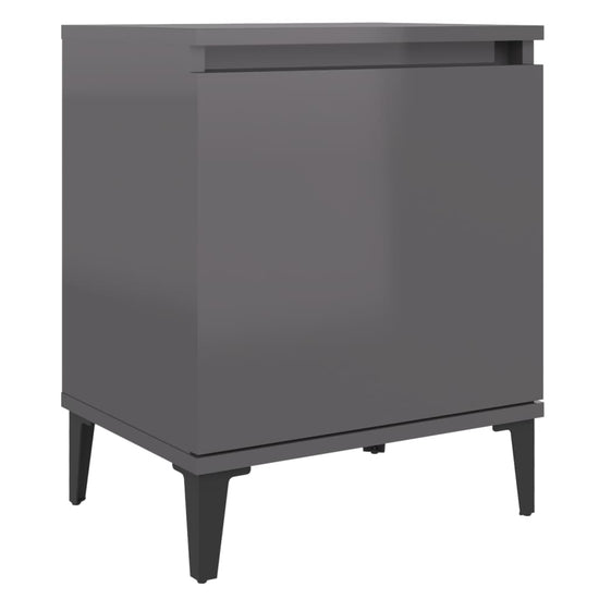 Nachtkastje met metalen poten 40x30x50 cm hoogglans grijs MeubelReus