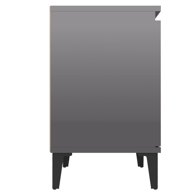 Nachtkastje met metalen poten 40x30x50 cm hoogglans grijs MeubelReus