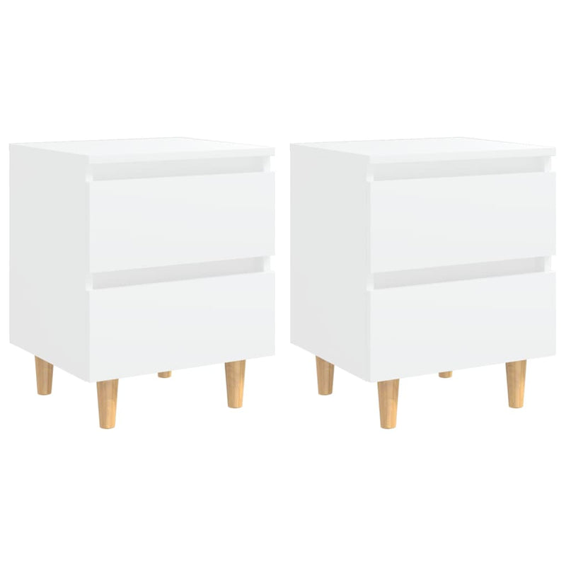 Nachtkastjes 2 st met grenenhouten poten 40x35x50 cm wit MeubelReus