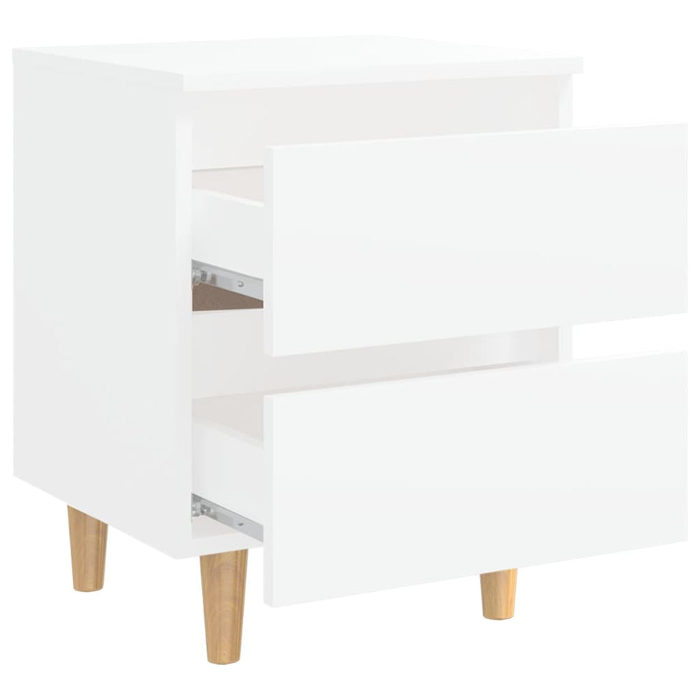 Nachtkastjes 2 st met grenenhouten poten 40x35x50 cm wit MeubelReus