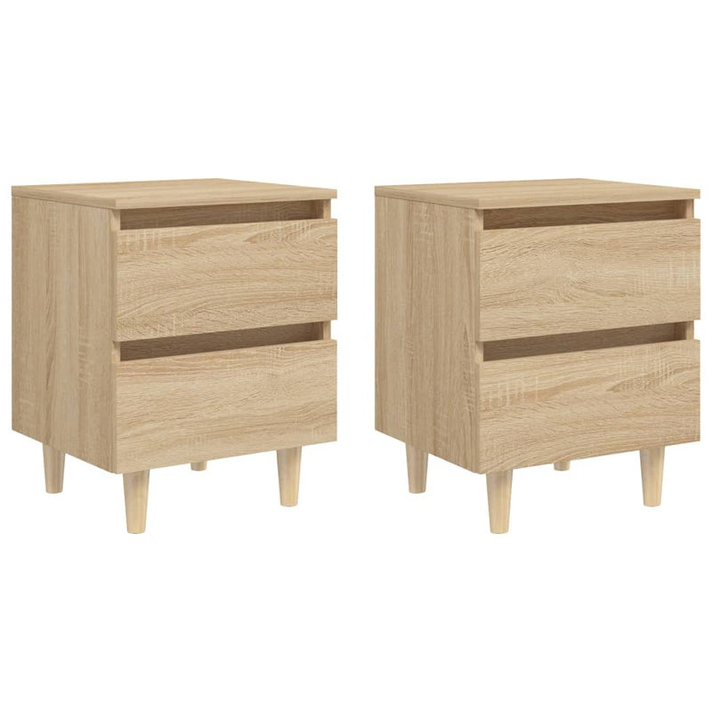 Nachtkastjes 2 st met houten poten 40x35x50cm sonoma eikenkleur MeubelReus