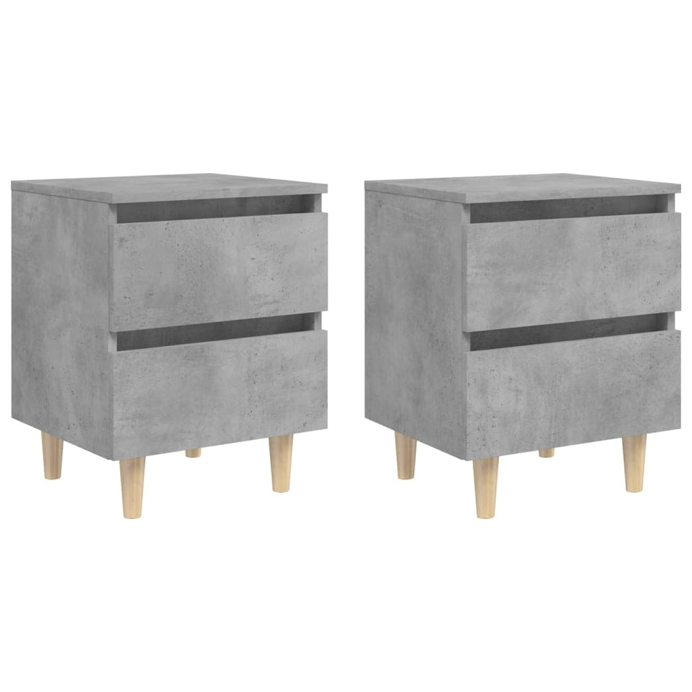 Nachtkastjes 2 st met grenenhouten poten 40x35x50 cm betongrijs MeubelReus