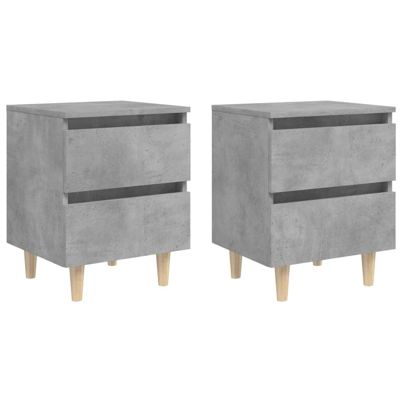 Nachtkastjes 2 st met grenenhouten poten 40x35x50 cm betongrijs MeubelReus
