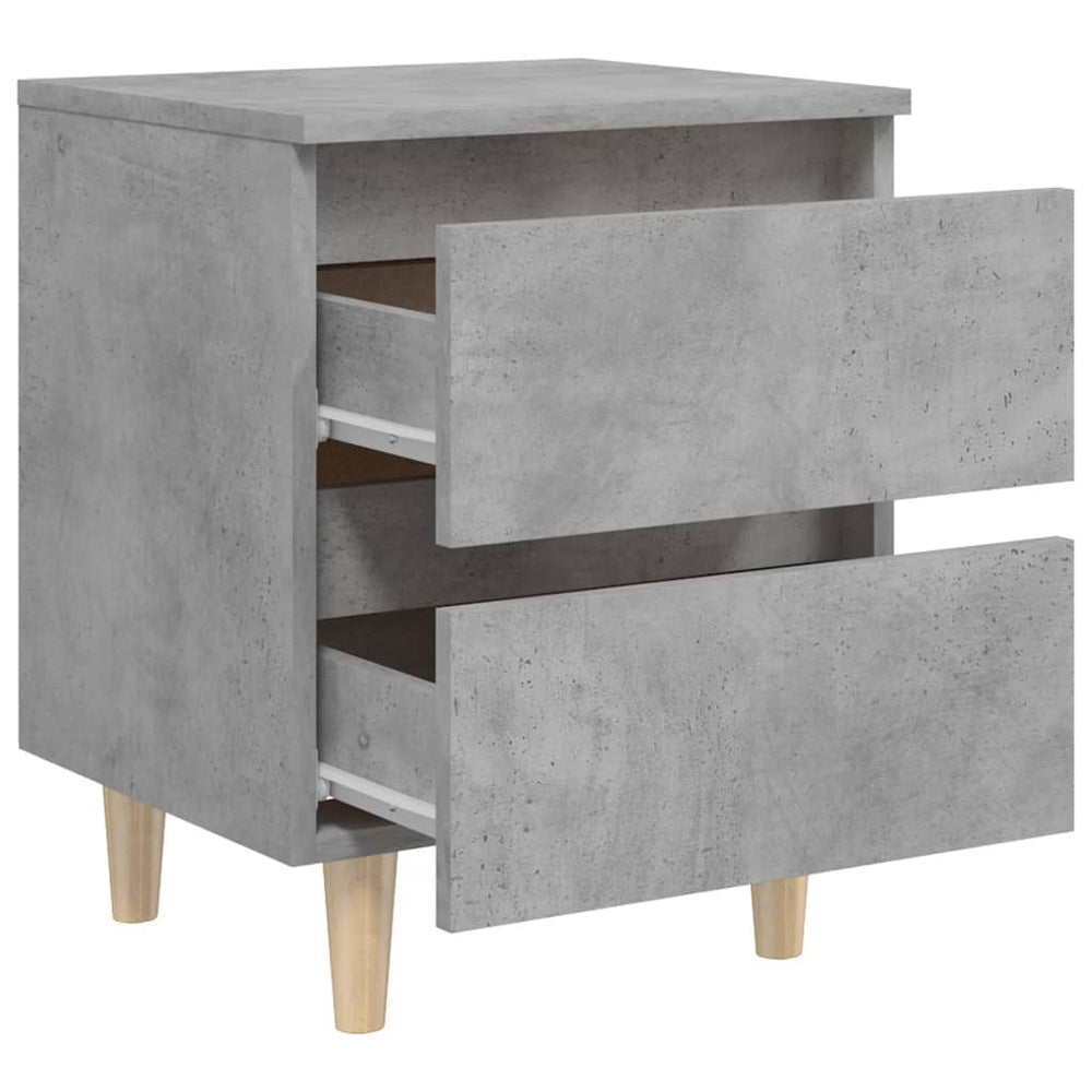 Nachtkastjes 2 st met grenenhouten poten 40x35x50 cm betongrijs MeubelReus