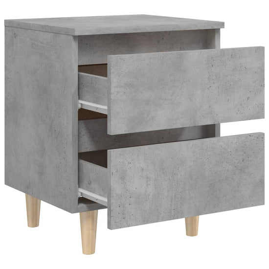 Nachtkastjes 2 st met grenenhouten poten 40x35x50 cm betongrijs MeubelReus