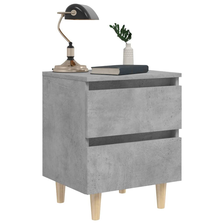 Nachtkastjes 2 st met grenenhouten poten 40x35x50 cm betongrijs MeubelReus