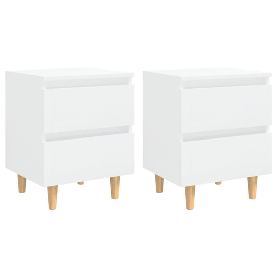 Nachtkastjes 2 st met houten poten 40x35x50 cm hoogglans wit MeubelReus