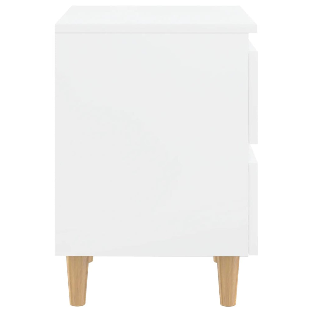 Nachtkastjes 2 st met houten poten 40x35x50 cm hoogglans wit MeubelReus