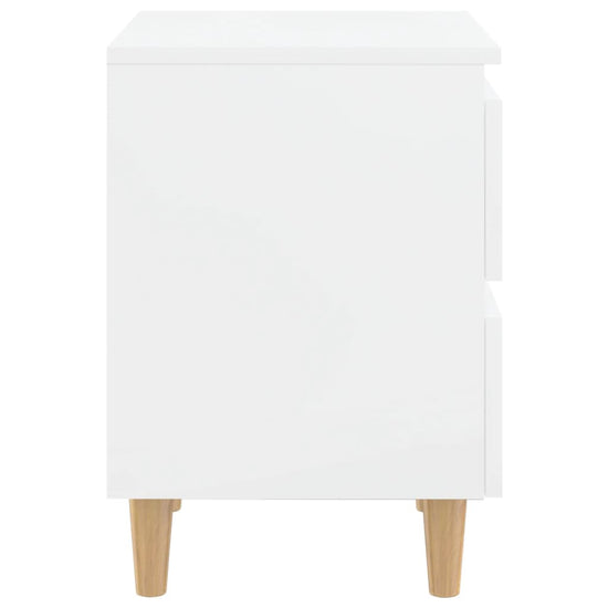 Nachtkastjes 2 st met houten poten 40x35x50 cm hoogglans wit MeubelReus