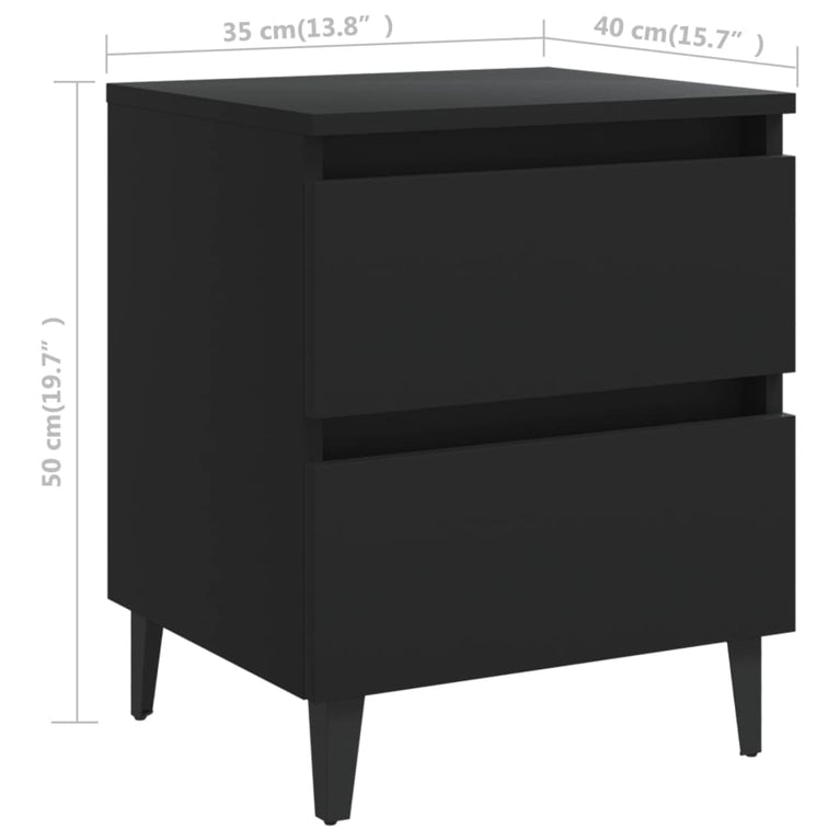 Nachtkastjes 2 st 40x35x50 cm spaanplaat zwart MeubelReus