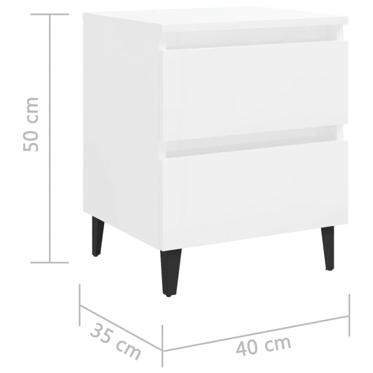 Nachtkastjes 2 st 40x35x50 cm spaanplaat hoogglans wit MeubelReus