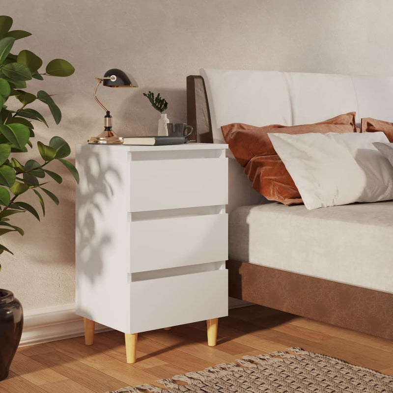 Nachtkastjes 2 st met massief houten poten 40x35x69 cm wit MeubelReus