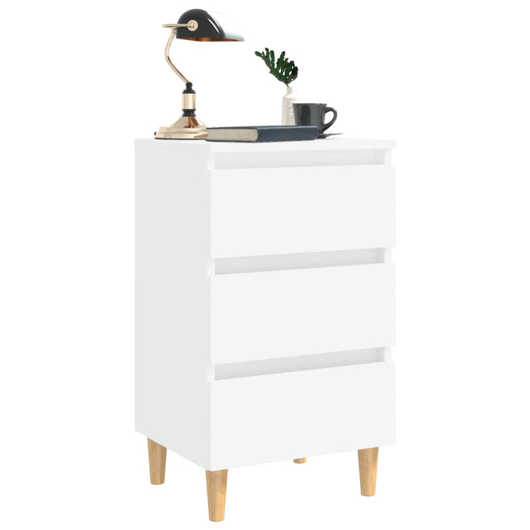 Nachtkastjes 2 st met massief houten poten 40x35x69 cm wit MeubelReus