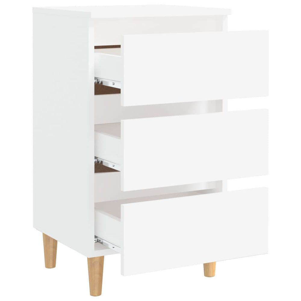 Nachtkastjes 2 st met massief houten poten 40x35x69 cm wit MeubelReus