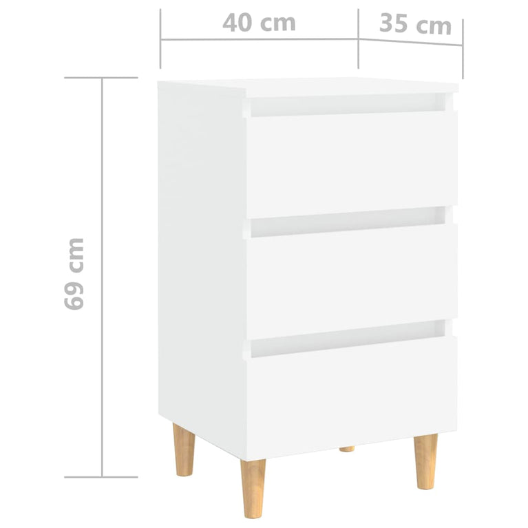 Nachtkastjes 2 st met massief houten poten 40x35x69 cm wit MeubelReus