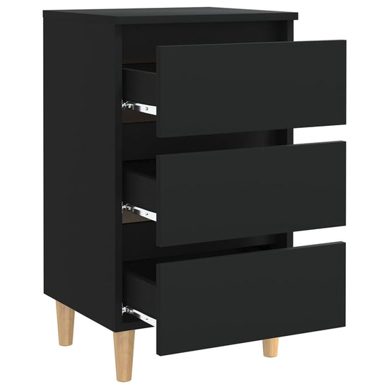 Nachtkastje met massief houten poten 40x35x69 cm zwart MeubelReus