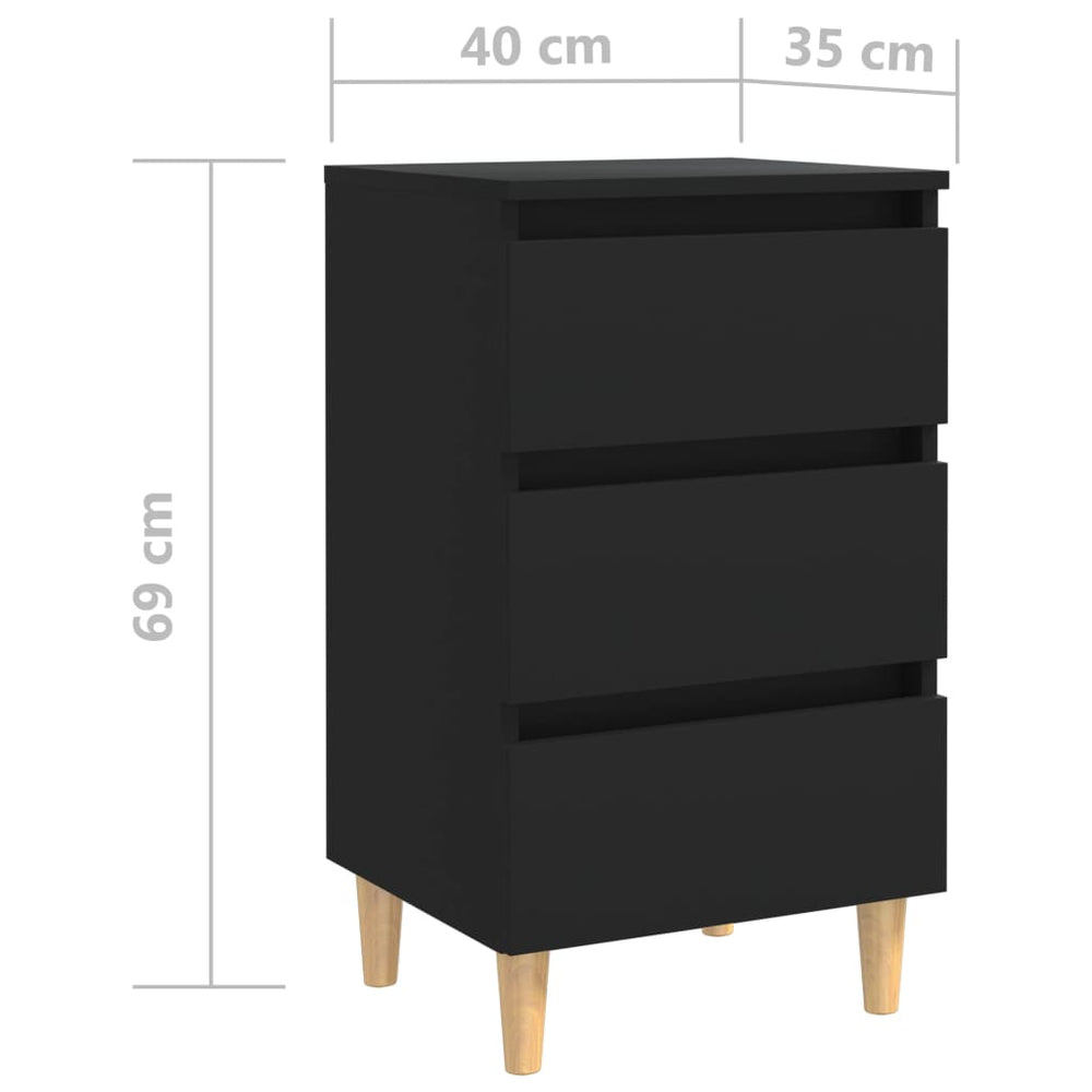 Nachtkastje met massief houten poten 40x35x69 cm zwart MeubelReus