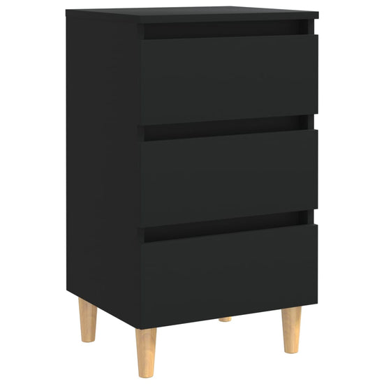 Nachtkastjes 2 st met massief houten poten 40x35x69 cm zwart MeubelReus