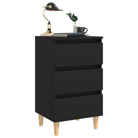 Nachtkastjes 2 st met massief houten poten 40x35x69 cm zwart MeubelReus