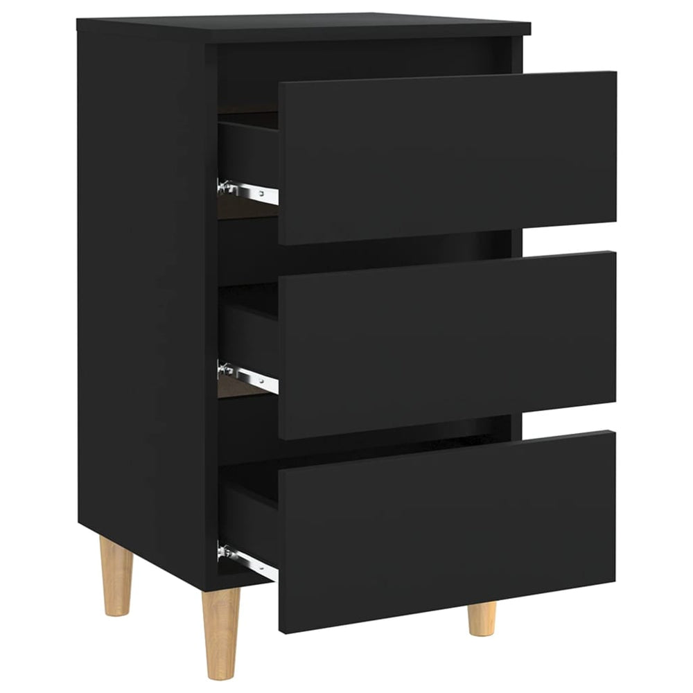 Nachtkastjes 2 st met massief houten poten 40x35x69 cm zwart MeubelReus