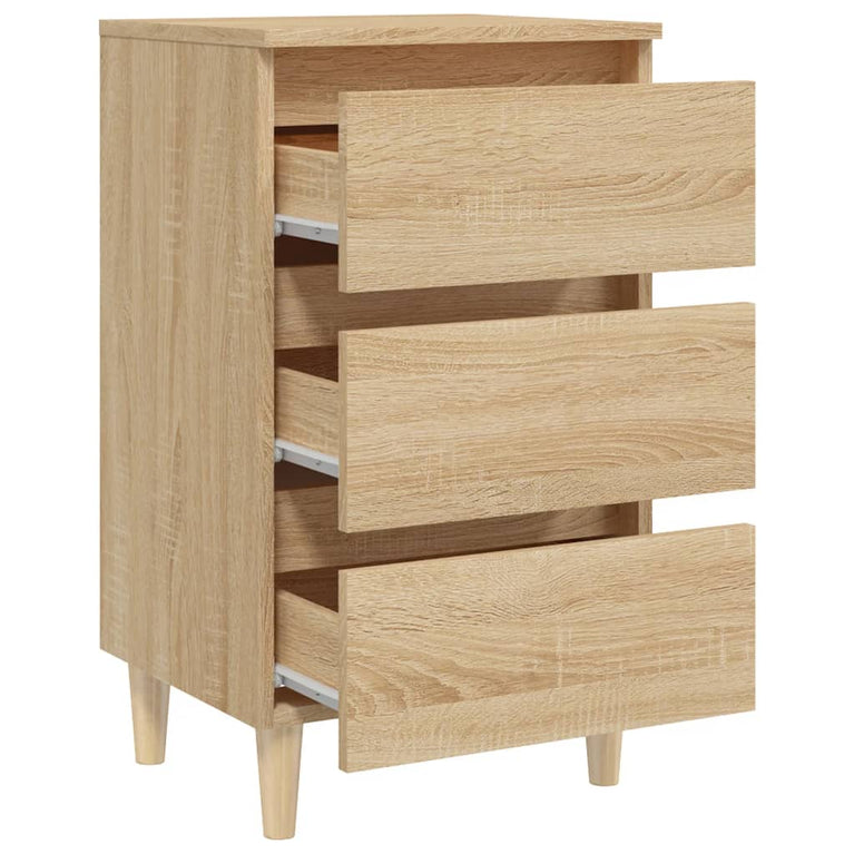 Nachtkastje met houten poten 40x35x69 cm sonoma eikenkleurig MeubelReus
