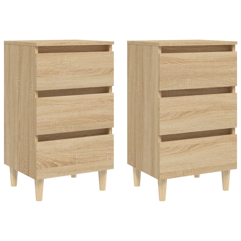 Nachtkastjes 2 st met houten poten 40x35x69 cm sonoma eiken
