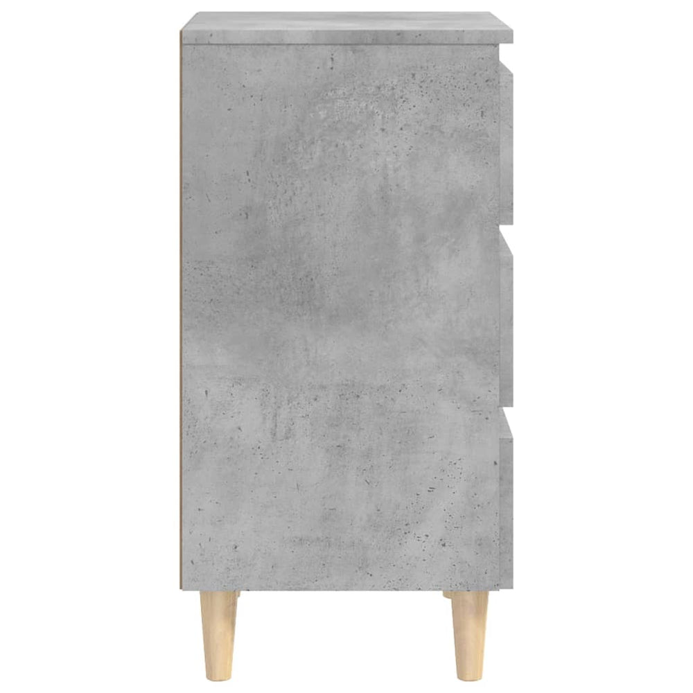 Nachtkastje met massief houten poten 40x35x69 cm betongrijs MeubelReus