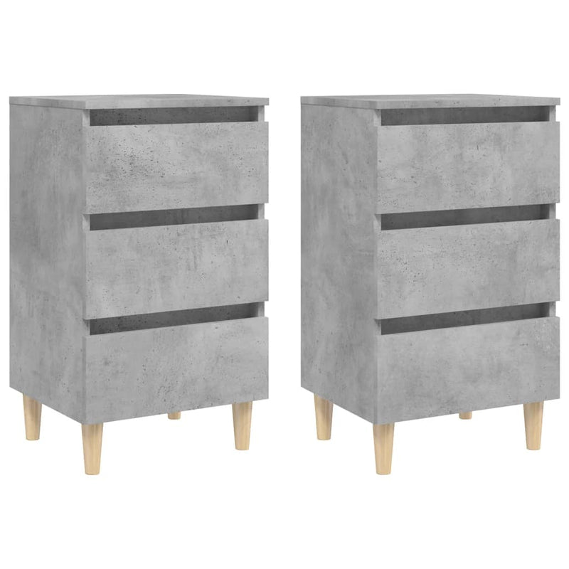 Nachtkastjes 2 st met houten poten 40x35x69 cm betongrijs