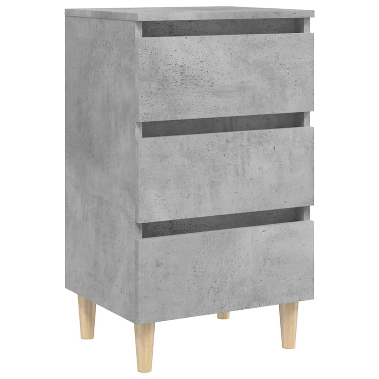 Nachtkastjes 2 st met houten poten 40x35x69 cm betongrijs