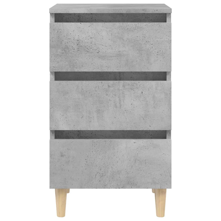 Nachtkastjes 2 st met houten poten 40x35x69 cm betongrijs