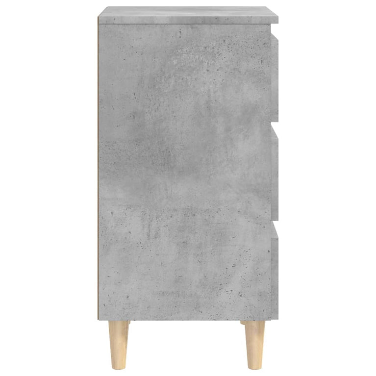 Nachtkastjes 2 st met houten poten 40x35x69 cm betongrijs