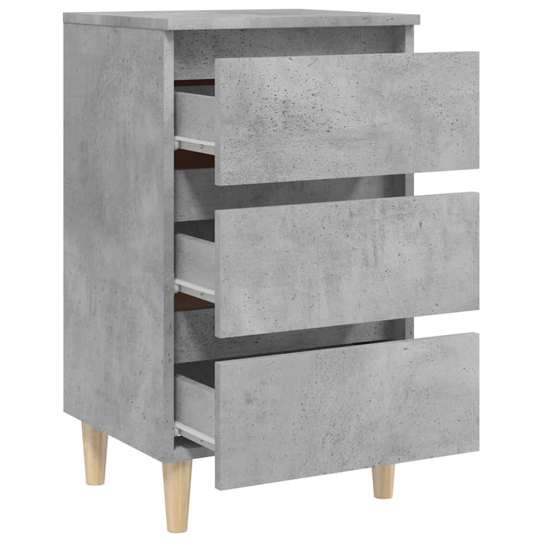 Nachtkastjes 2 st met houten poten 40x35x69 cm betongrijs