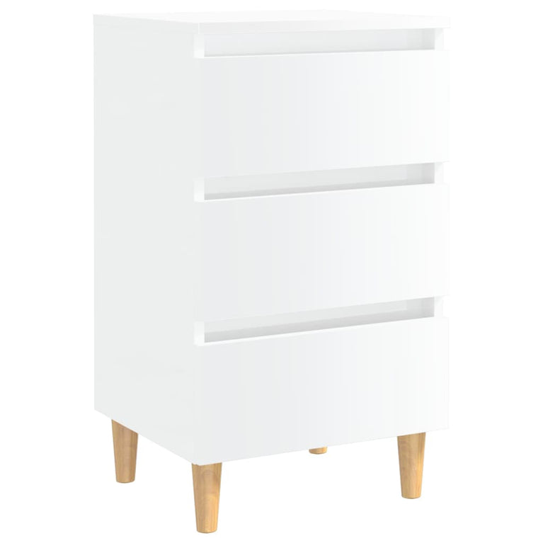 Nachtkastjes 2 st met houten poten 40x35x69 cm hoogglans wit