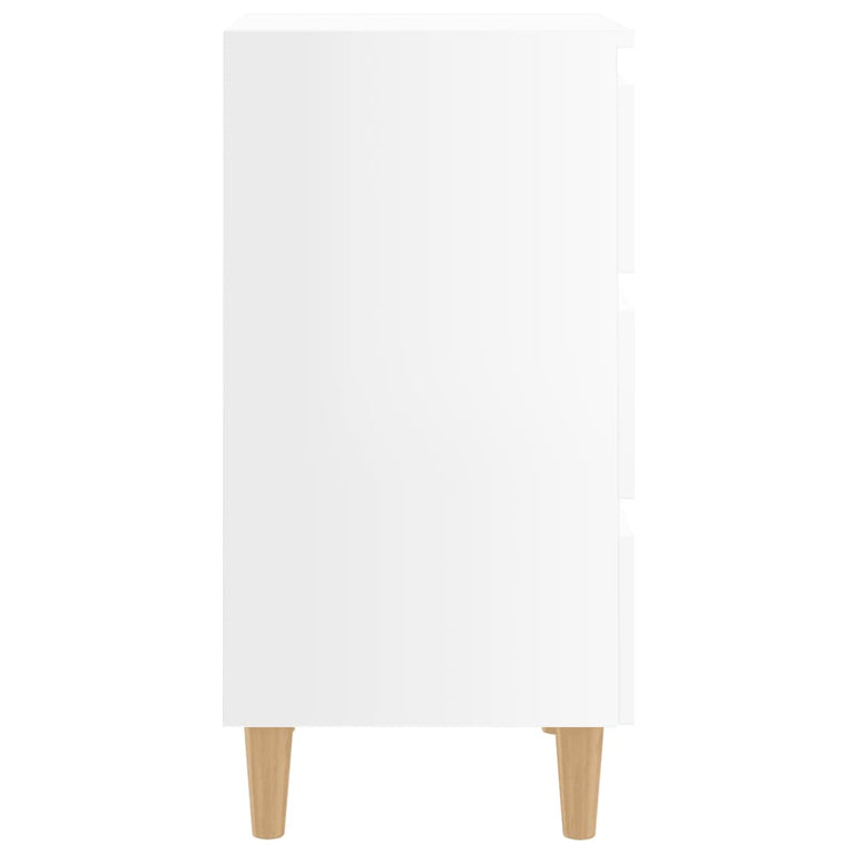 Nachtkastjes 2 st met houten poten 40x35x69 cm hoogglans wit