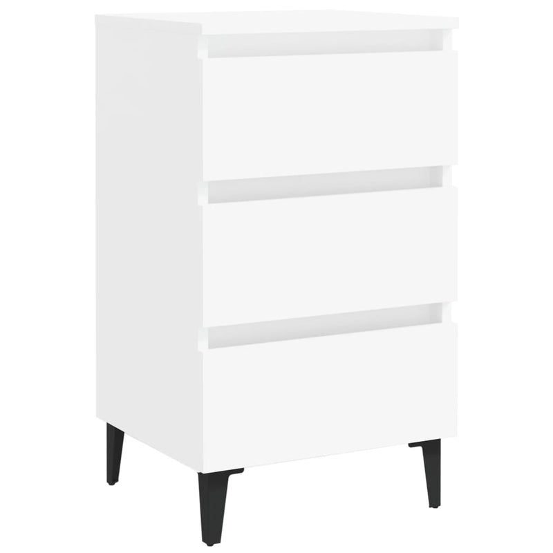 Nachtkastje met metalen poten 40x35x69 cm wit MeubelReus