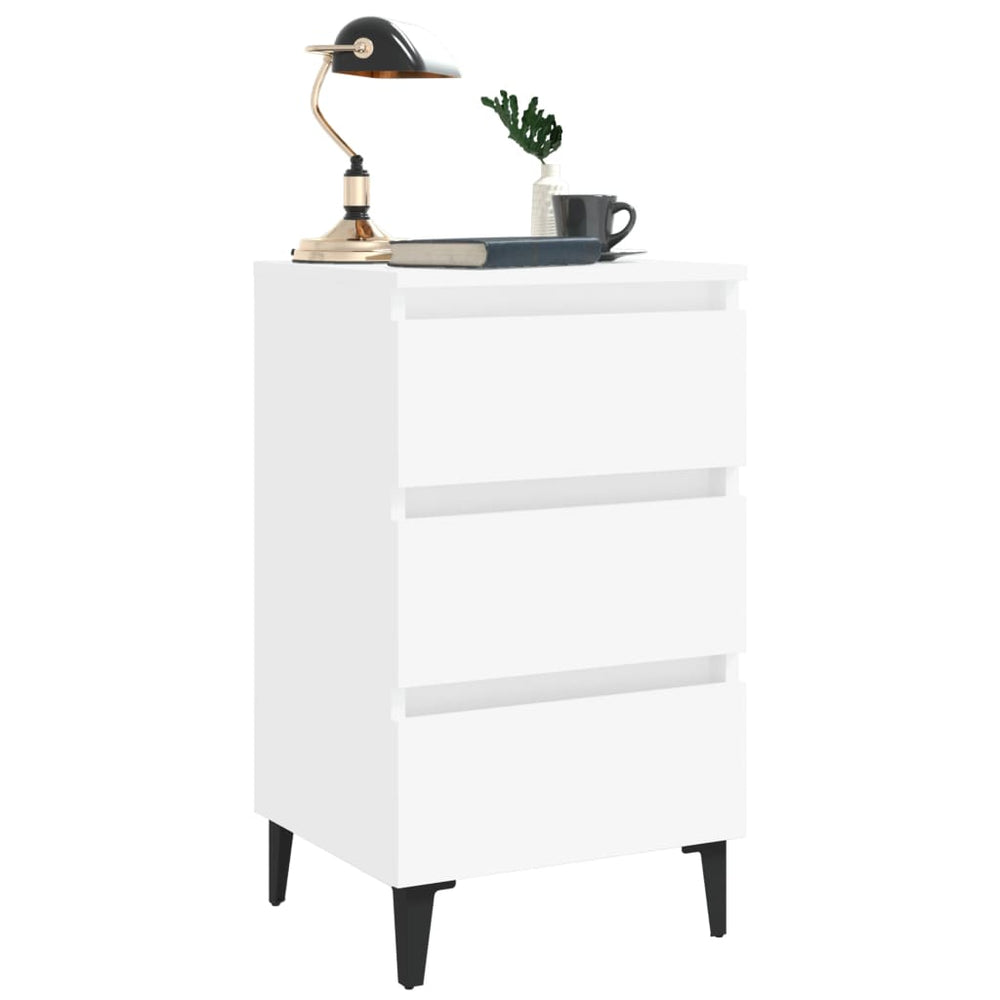 Nachtkastje met metalen poten 40x35x69 cm wit MeubelReus