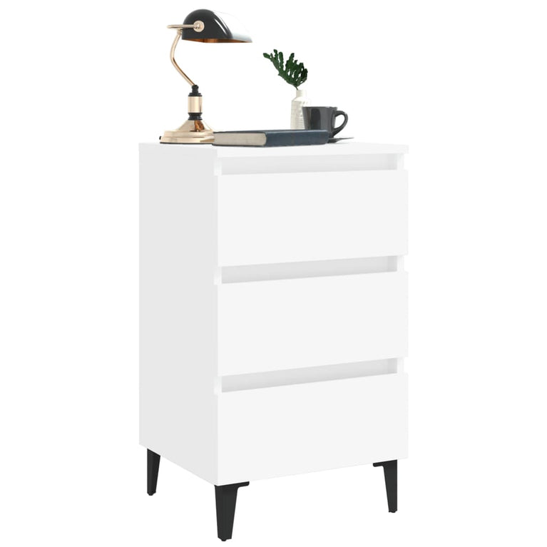Nachtkastje met metalen poten 40x35x69 cm wit MeubelReus