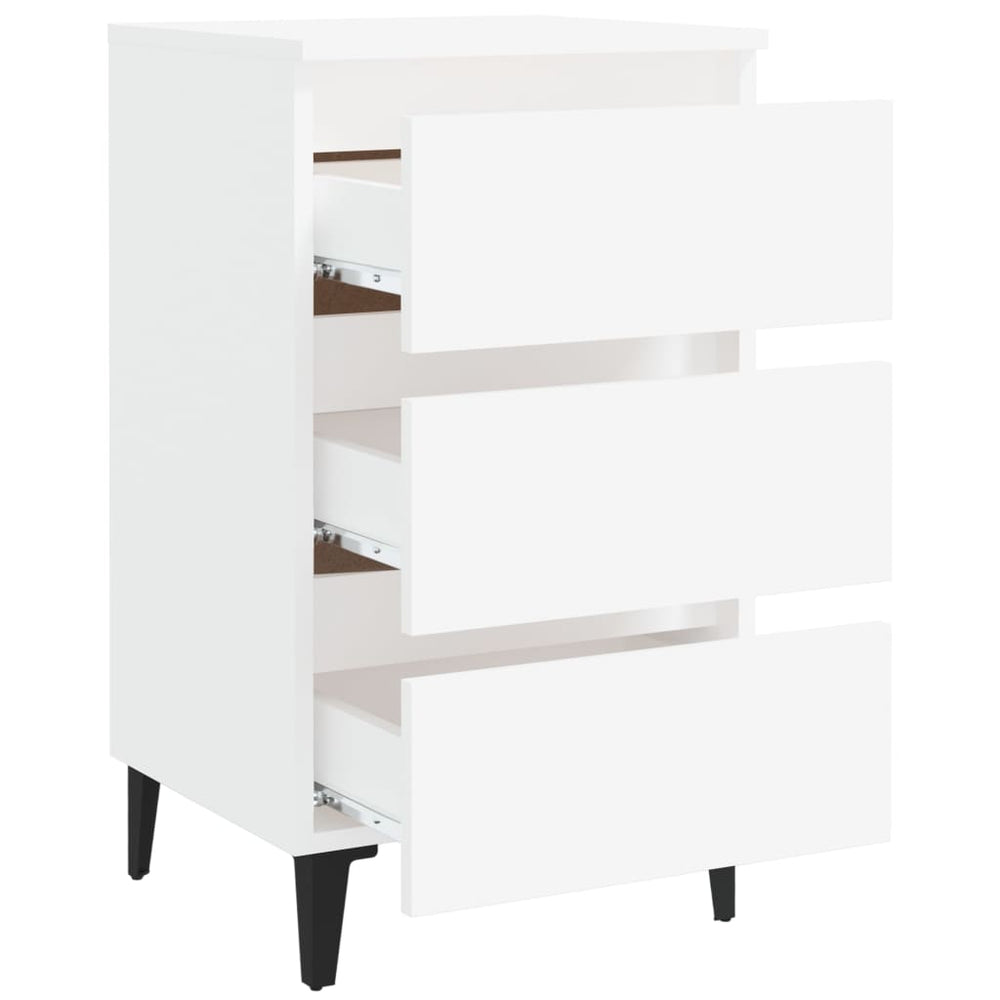 Nachtkastje met metalen poten 40x35x69 cm wit MeubelReus