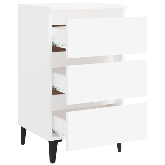 Nachtkastje met metalen poten 40x35x69 cm wit MeubelReus
