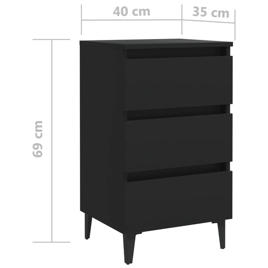 Nachtkastje met metalen poten 40x35x69 cm zwart MeubelReus