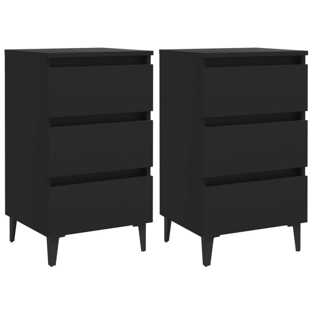 Nachtkastjes 2 st met metalen poten 40x35x69 cm zwart MeubelReus