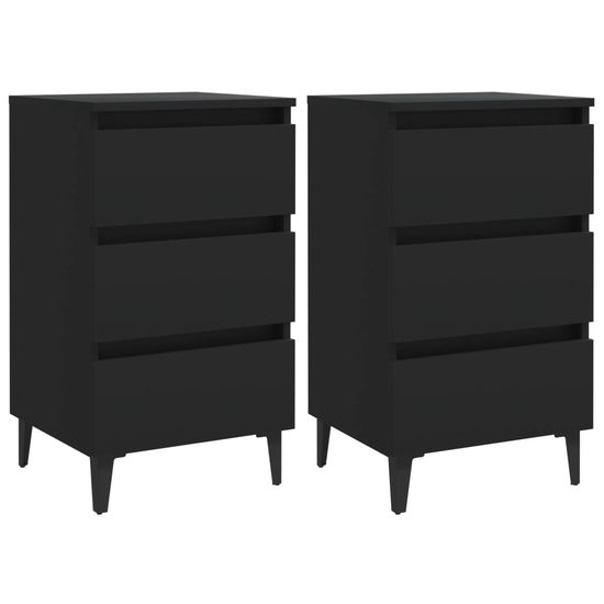 Nachtkastjes 2 st met metalen poten 40x35x69 cm zwart MeubelReus