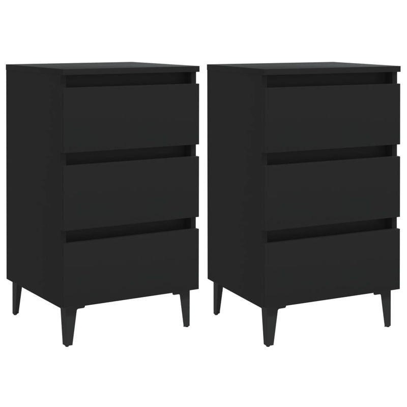 Nachtkastjes 2 st met metalen poten 40x35x69 cm zwart MeubelReus